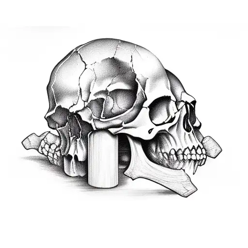 skull doing squat with bar nell tattoo design idea