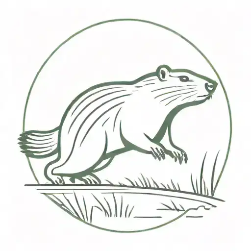 a groundhog that is made out of the elements of a running track. So the oval of the track is its head.  tattoo design idea