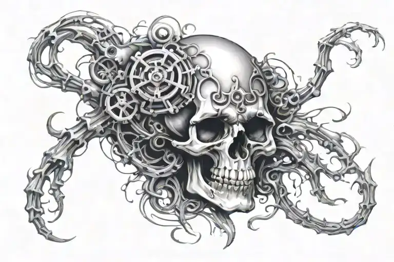 Skull smoke tattoo design idea