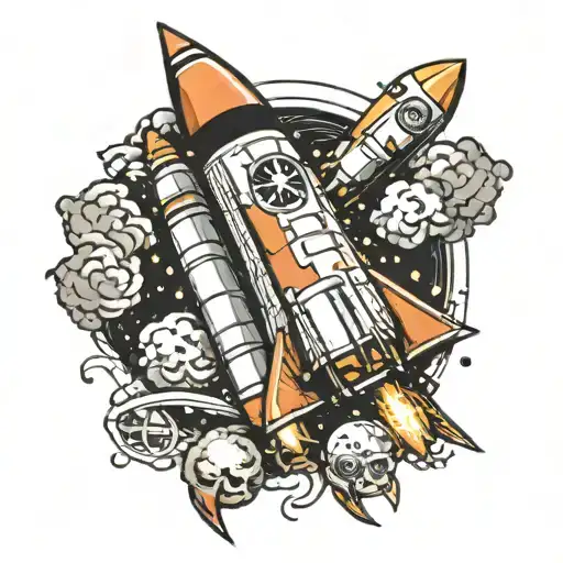 nasa rocket ship punching tattoo design idea