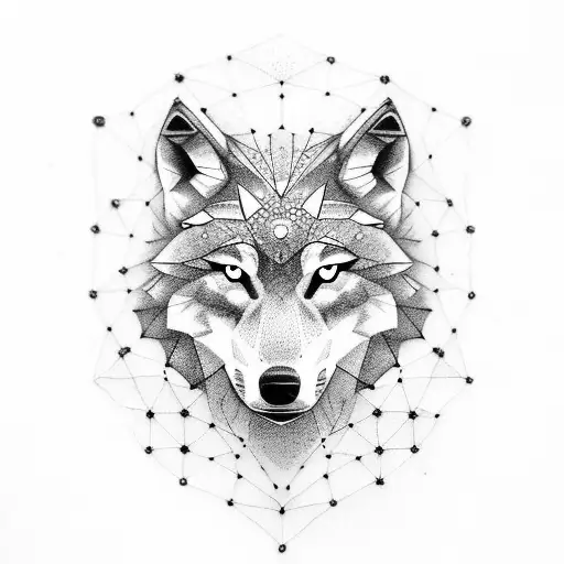 wolf and cannis major constellation tattoo design idea