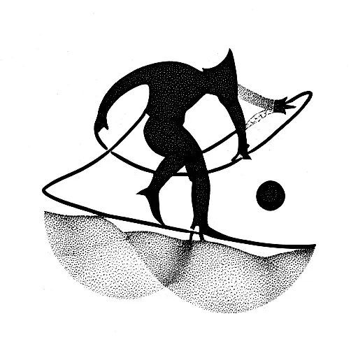 tightrope walker and space geometry tattoo design idea