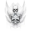 Line geometric black skeleton angel left wing angel right wing devil tattoo design idea