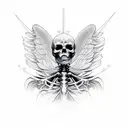 Line geometric black skeleton angel left wing angel right wing devil tattoo design idea
