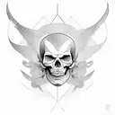 Line geometric black skeleton angel left wing angel right wing devil tattoo design idea