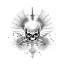 Line geometric black skeleton angel left wing angel right wing devil tattoo design idea