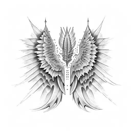 angle wings with bones at the spine  tattoo design idea