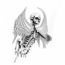 angle wings with bones at the spine  tattoo design idea