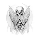 angle wings with bones at the spine  tattoo design idea