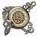 pocket watch with long chain and anchor tattoo design idea