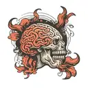 a brain with a mouth simulating the silence sign tattoo design idea