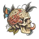 a brain with a mouth simulating the silence sign tattoo design idea