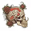a brain with a mouth simulating the silence sign tattoo design idea