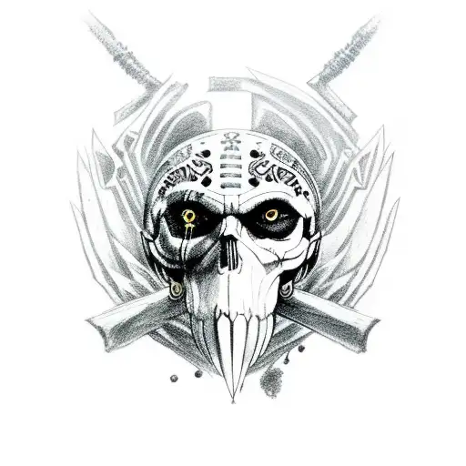 crow with skulls tattoo design idea