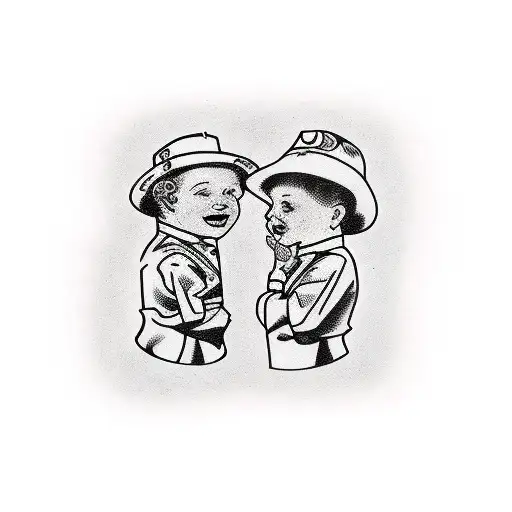 abandoned ivy house, 2 kids outside tattoo design idea