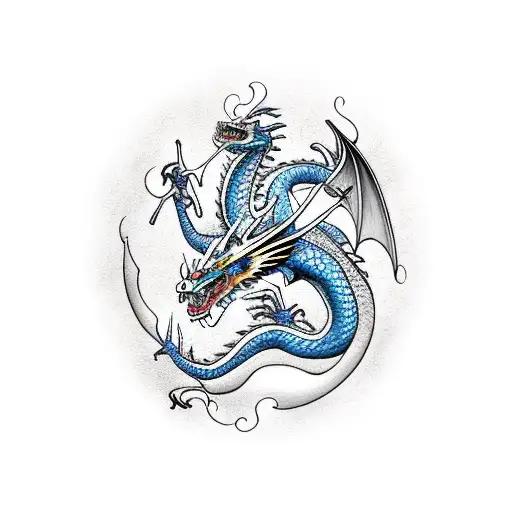 Dragon with the name mar in the middle  tattoo design idea