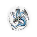 Dragon with the name mar in the middle  tattoo design idea