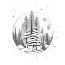 pine trees, moon, sparkles, old red chevy, wolf tattoo design idea