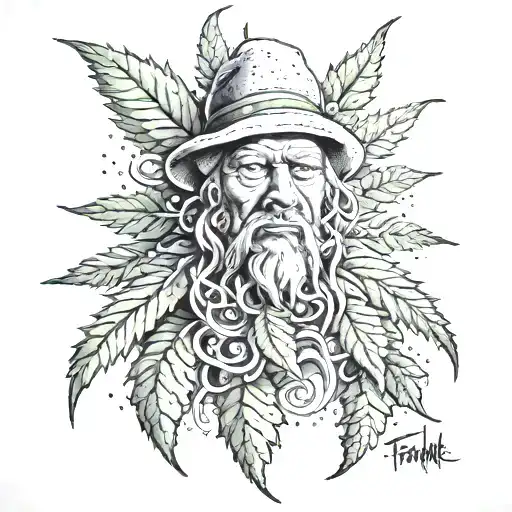 frankin saint snowfall cannabis  tattoo design idea