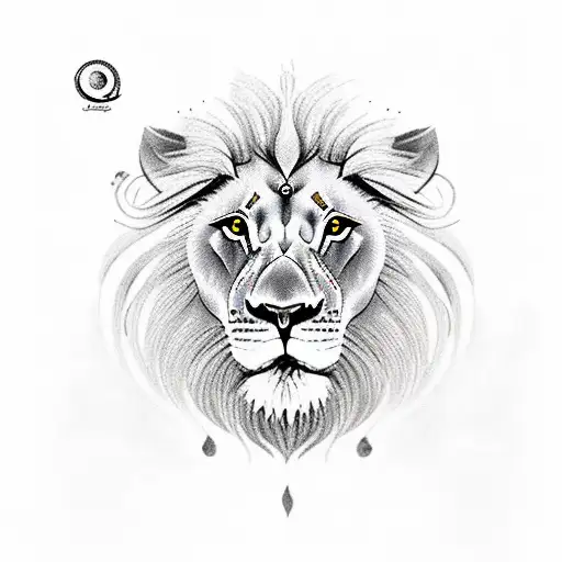 lion with dove on one eye, with fire, water, wind, oil tattoo design idea