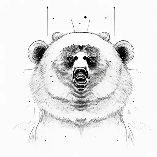 bear attacking tree tattoo design idea