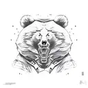 bear attacking tree tattoo design idea