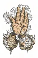 open praying hands reaching tattoo design idea