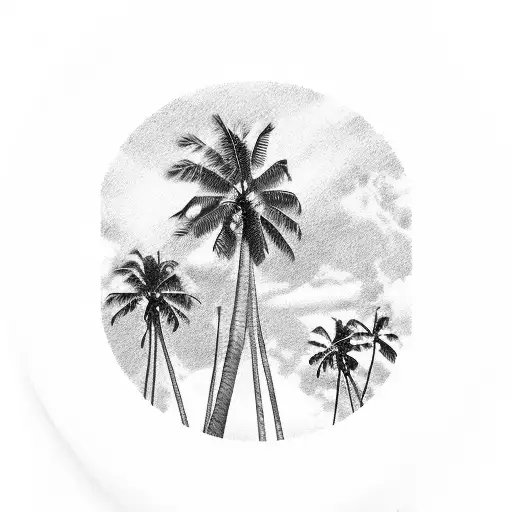 palm tree panama canal tattoo design idea