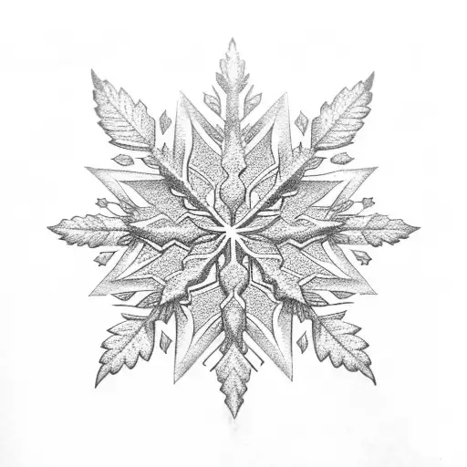 weed leaf in shape of a snowflake tattoo design idea