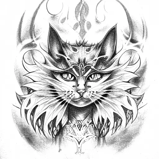 cat demon tattoo design idea