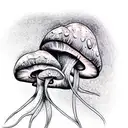 angry mushroom tattoo design idea