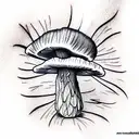 angry mushroom tattoo design idea
