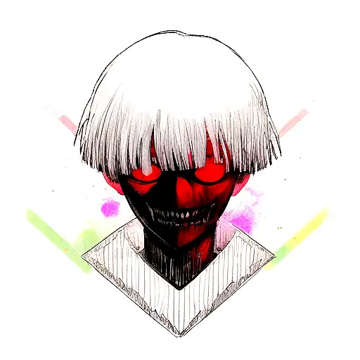 kaneki tokyo ghoul in a square tattoo design idea