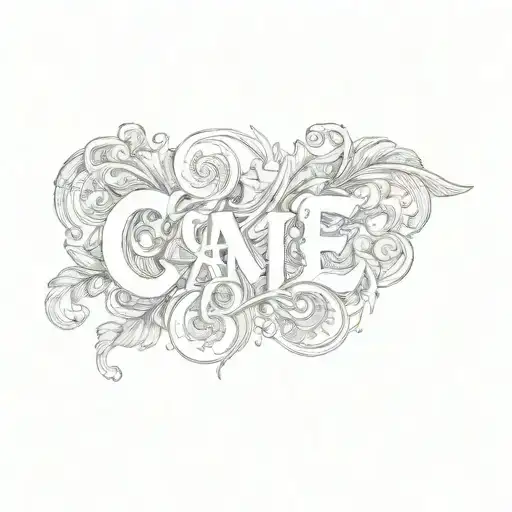 the word cane tattoo design idea