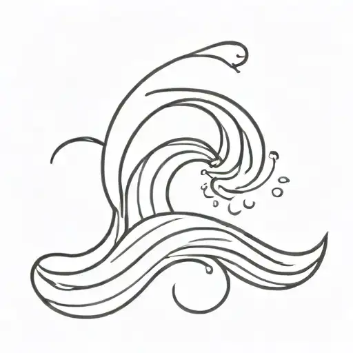 Wave with birthday date tattoo design idea
