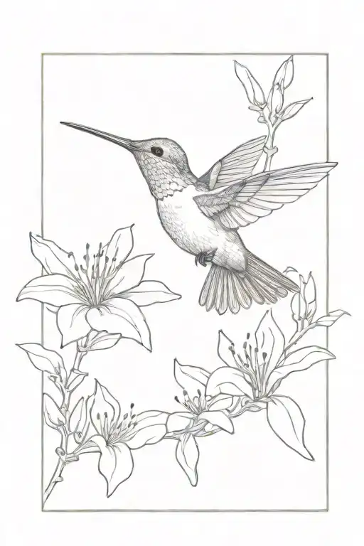 hummingbird drinking from azalea tattoo design idea