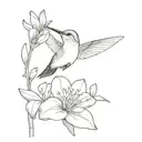 hummingbird drinking from azalea tattoo design idea