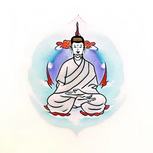 zen Buddhist monk meditating  tattoo design idea