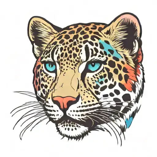 Trans Pride Colors snow leopard  tattoo design idea