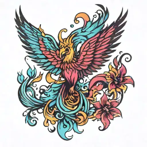 Trans Pride Colors phoenix tattoo design idea