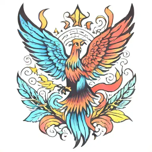 Trans Pride Colors phoenix tattoo design idea