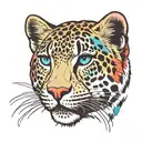 Trans Pride Colors snow leopard  tattoo design idea