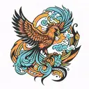 Trans Pride Colors phoenix tattoo design idea