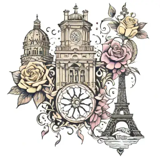 paris florence venice rome tattoo design idea