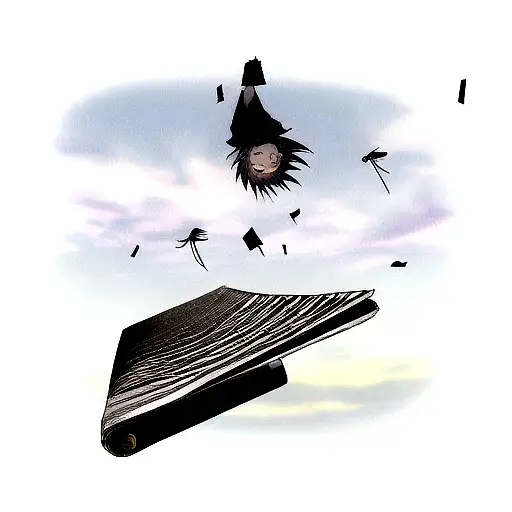 death note notebook falling from the sky tattoo design idea