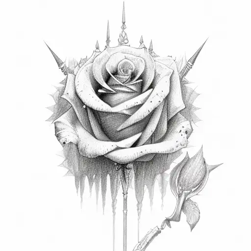 espada y pocas rosas tattoo design idea