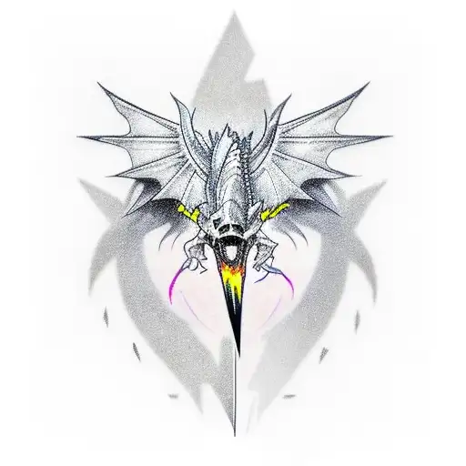 Lightning Boltsunrise in the field, auto jeep white and dragon on the left tattoo design idea