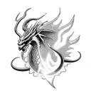 Lightning Boltsunrise in the field, auto jeep white and dragon on the left tattoo design idea