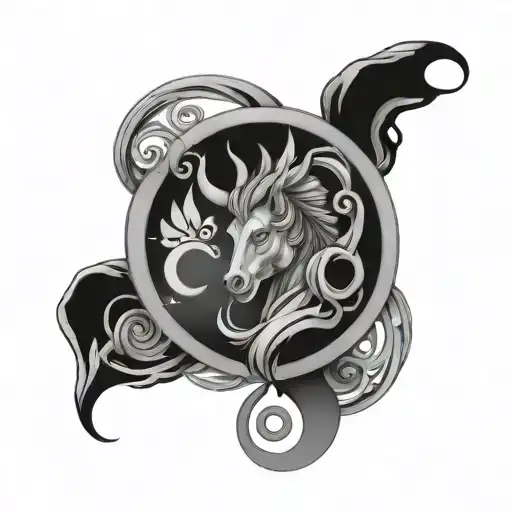 capricorn, gemini, libra sleeve tattoo design idea