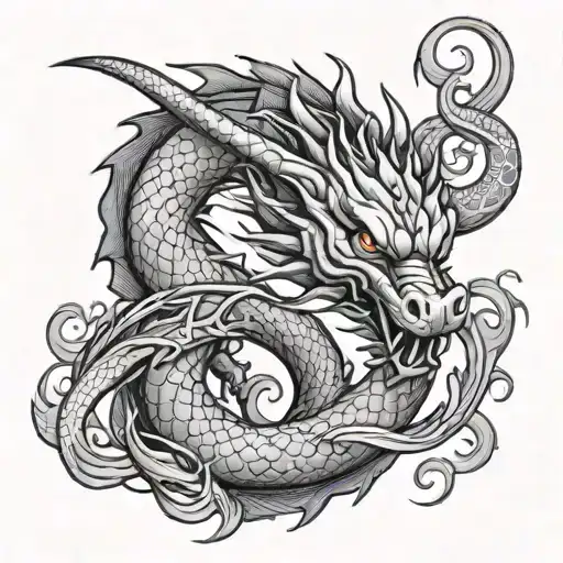 Dragon curled tattoo design idea